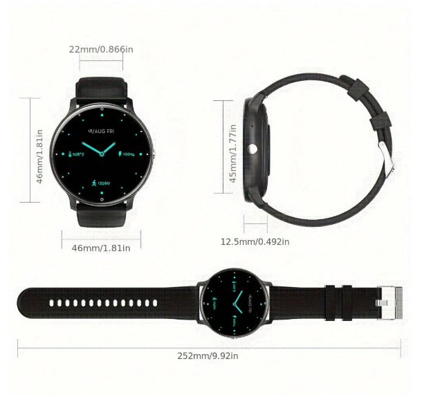 Reloj Inteligente con Pantalla de 1.28 Pulgadas, Clasificación IP67 Resistente al Agua y al Polvo