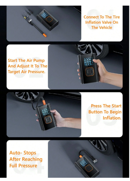 Mini Compresor de Aire Inalámbrico Portátil, Inflador de Neumáticos de Coche
