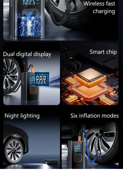 Mini Compresor de Aire Inalámbrico Portátil, Inflador de Neumáticos de Coche