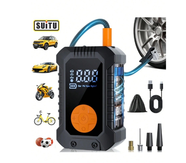 Inflador de neumáticos digital de 140 PSI, bomba de aire eléctrica portátil