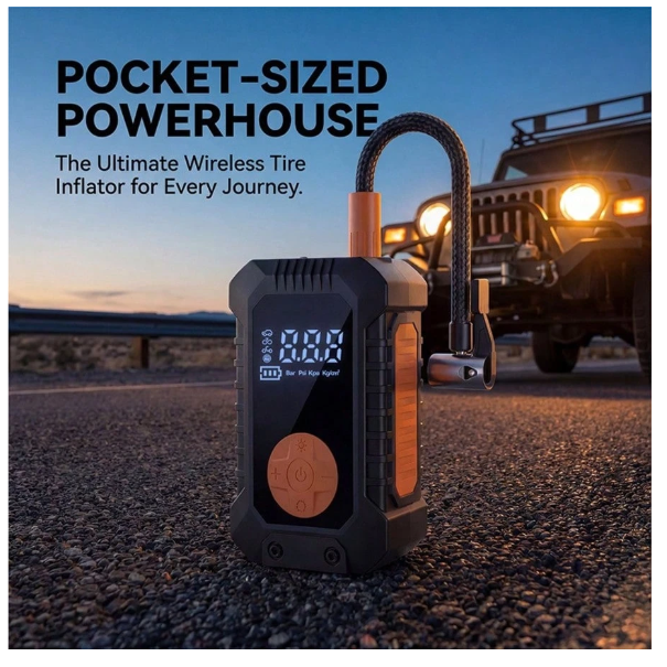 Inflador de neumáticos digital de 140 PSI, bomba de aire eléctrica portátil
